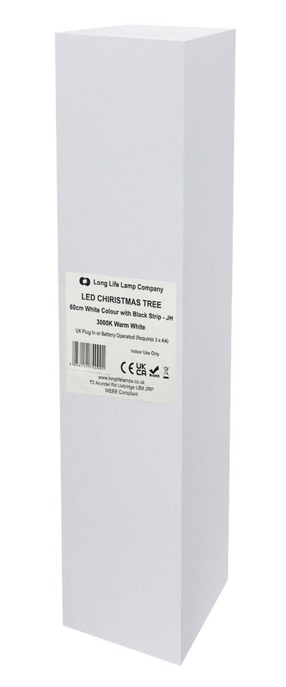 LED Indoor Christmas Tree White 60cm 3000k Light Dual Mains and Battery Operated - Energy Light Bulbs - Free delivery on all orders