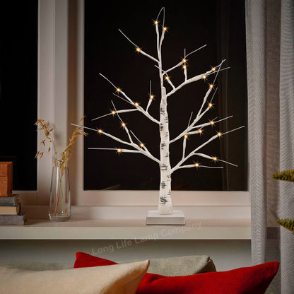 LED Indoor Christmas Tree White 60cm 3000k Light Dual Mains and Battery Operated - Energy Light Bulbs - Free delivery on all orders