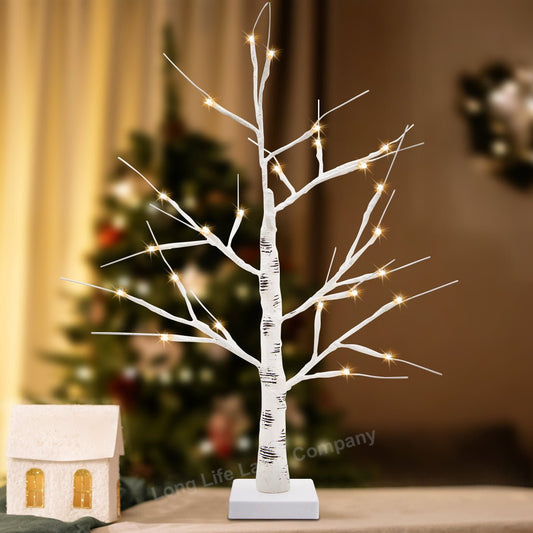 LED Indoor Christmas Tree White 60cm 3000k Light Dual Mains and Battery Operated - Energy Light Bulbs - Free delivery on all orders