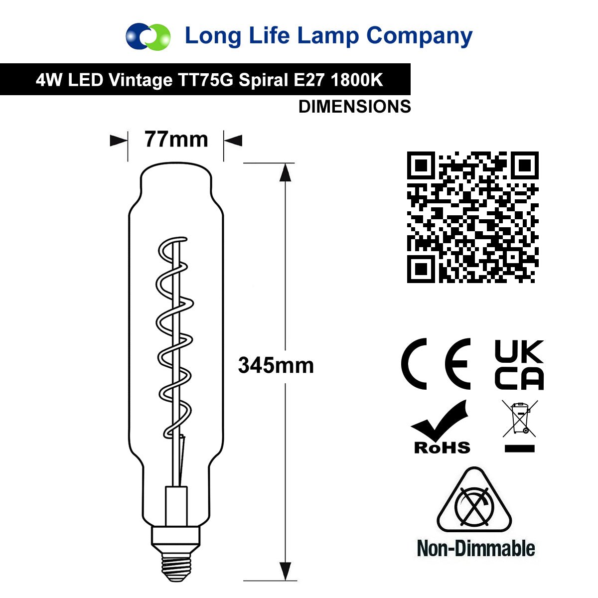 LED Light Bulb Vintage Tubular Spiral Filament Smoked Gold Glass 4W E27 - Energy Light Bulbs - Free delivery on all orders