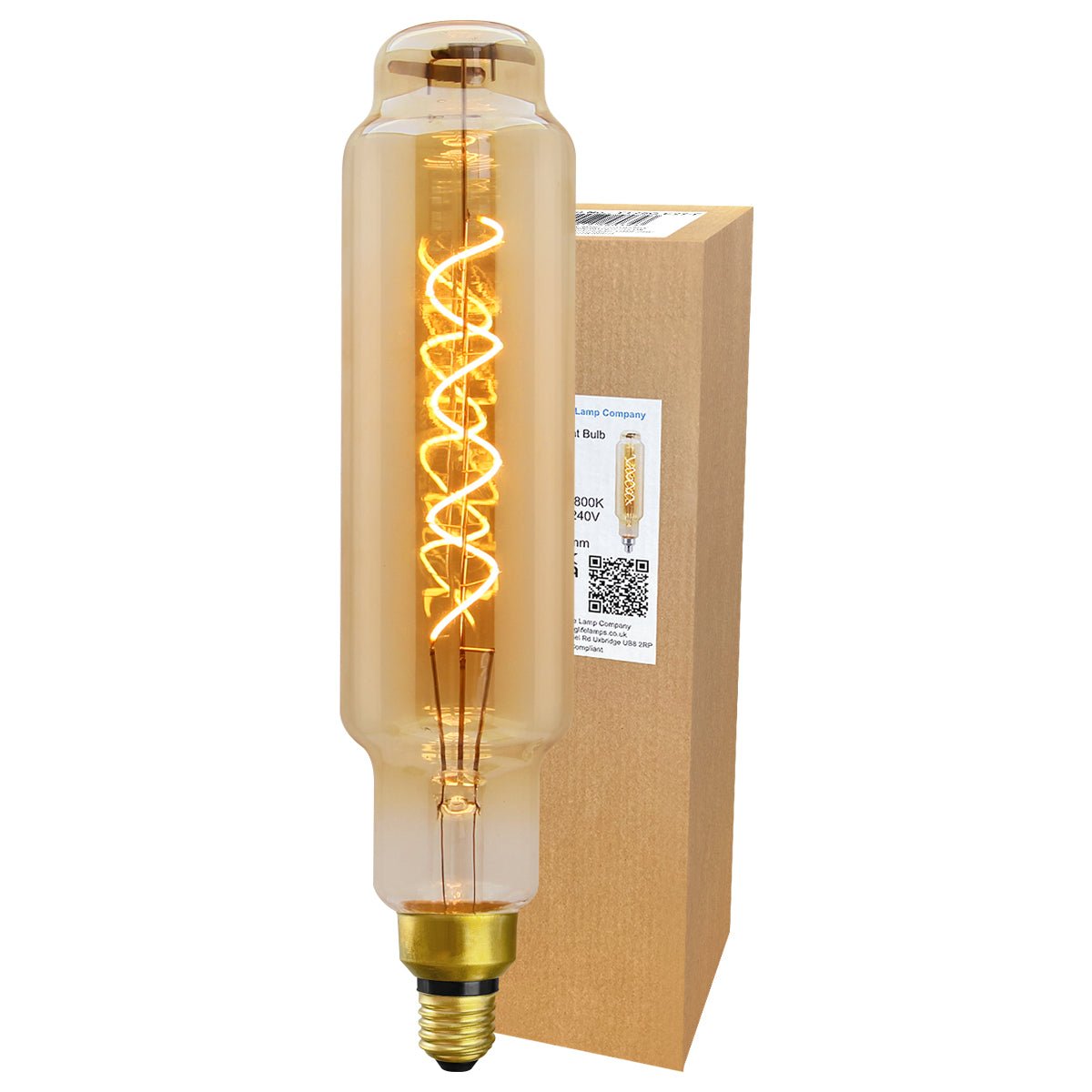 LED Light Bulb Vintage Tubular Spiral Filament Smoked Gold Glass 4W E27 - Energy Light Bulbs - Free delivery on all orders