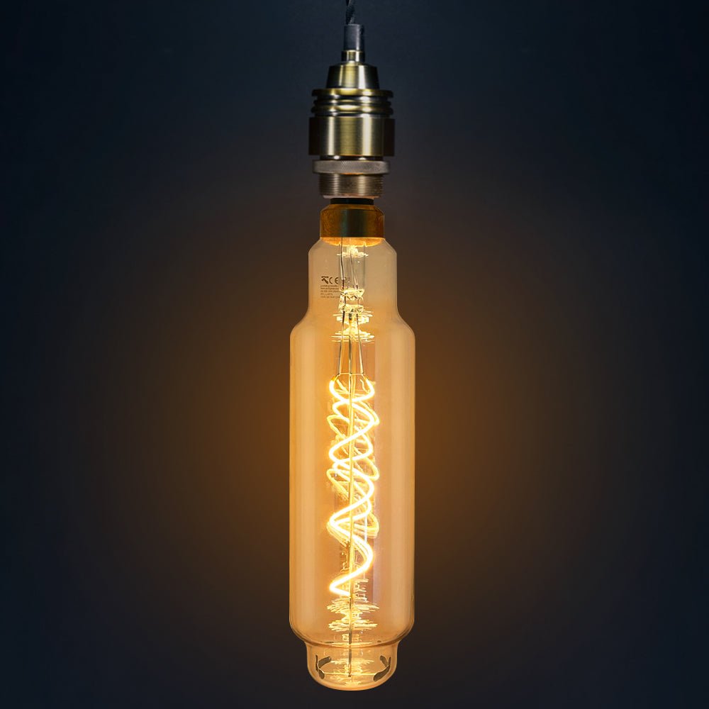 LED Light Bulb Vintage Tubular Spiral Filament Smoked Gold Glass 4W E27 - Energy Light Bulbs - Free delivery on all orders