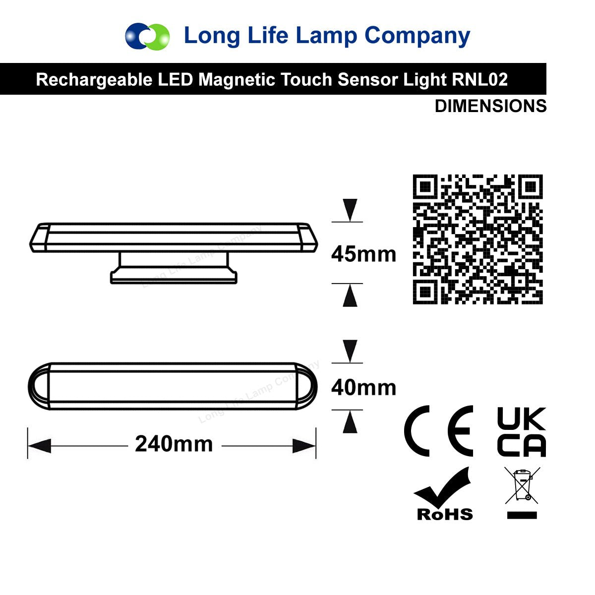 LED Magnetic USB Rechargeable Under Cabinet Night Lights with Touch Sensor Cool White RNL02 - Energy Light Bulbs - Free delivery on all orders