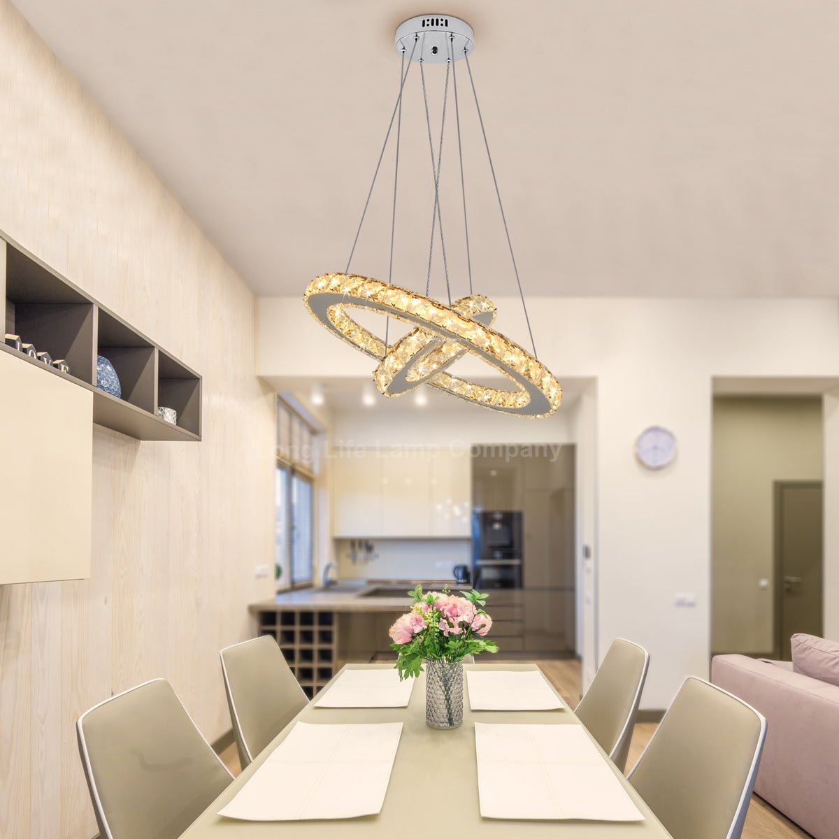 LED Modern Round Ceiling Chandelier Double Ring Warm White - Energy Light Bulbs - Free delivery on all orders