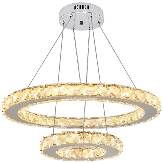 LED Modern Round Ceiling Chandelier Double Ring Warm White - Energy Light Bulbs - Free delivery on all orders