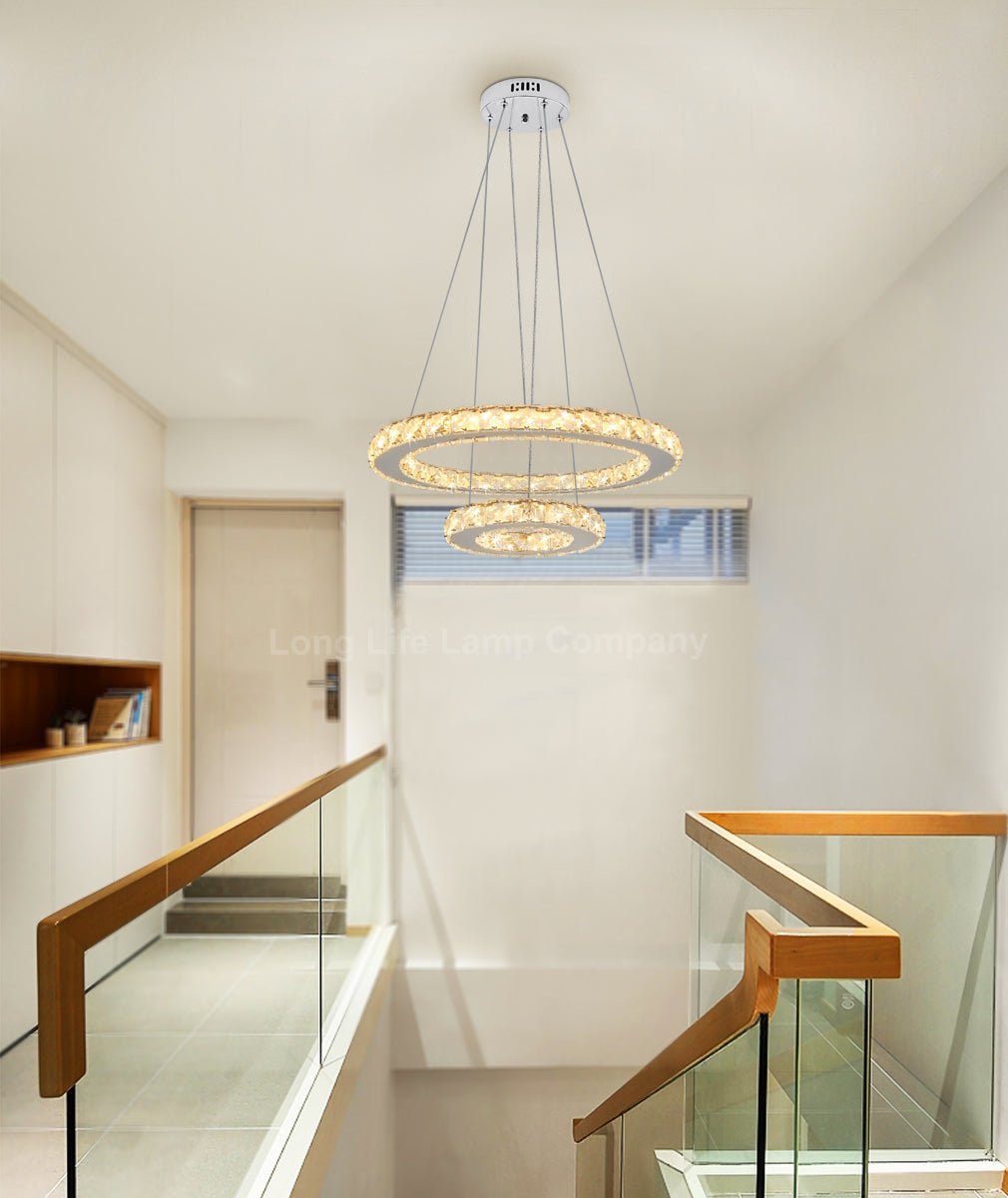 LED Modern Round Ceiling Chandelier Double Ring Warm White - Energy Light Bulbs - Free delivery on all orders