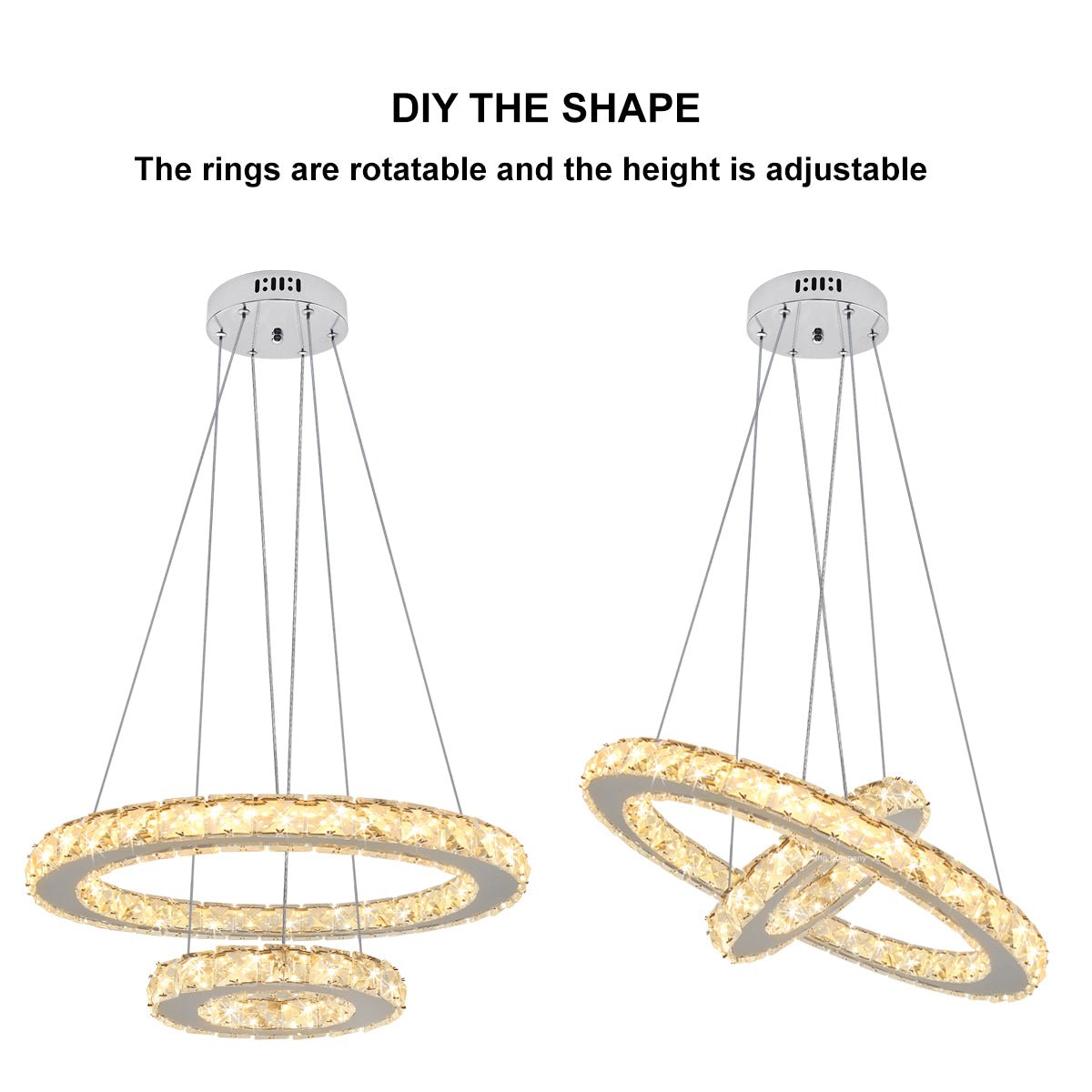 LED Modern Round Ceiling Chandelier Double Ring Warm White - Energy Light Bulbs - Free delivery on all orders