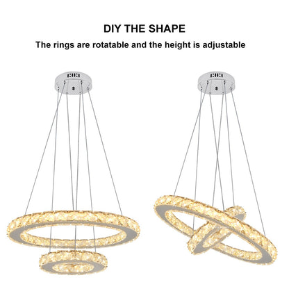 LED Modern Round Ceiling Chandelier Double Ring Warm White - Energy Light Bulbs - Free delivery on all orders