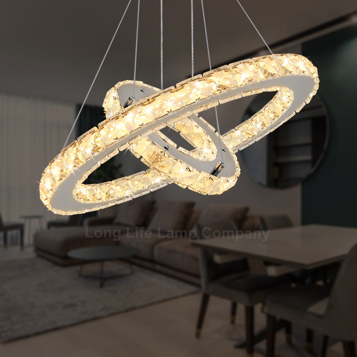 LED Modern Round Ceiling Chandelier Double Ring Warm White - Energy Light Bulbs - Free delivery on all orders