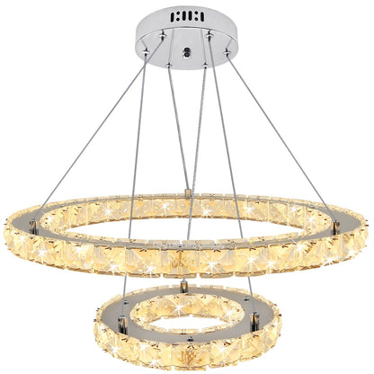 LED Modern Round Ceiling Chandelier Double Ring Warm White - Energy Light Bulbs - Free delivery on all orders