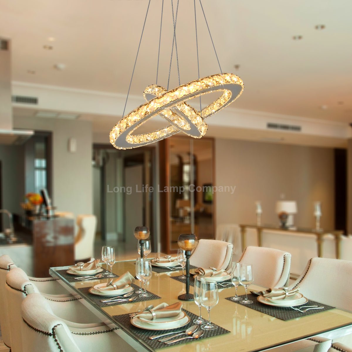 LED Modern Round Ceiling Chandelier Double Ring Warm White - Energy Light Bulbs - Free delivery on all orders