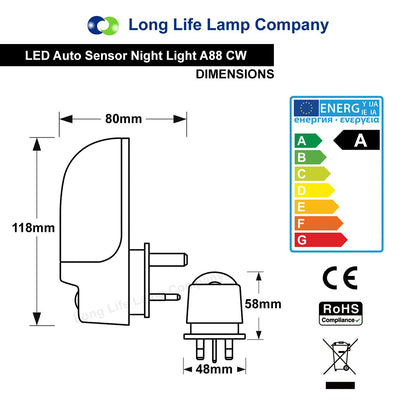 LED Night Light Dusk To Dawn Auto Sensor Cool White A88 - Energy Light Bulbs - Free delivery on all orders