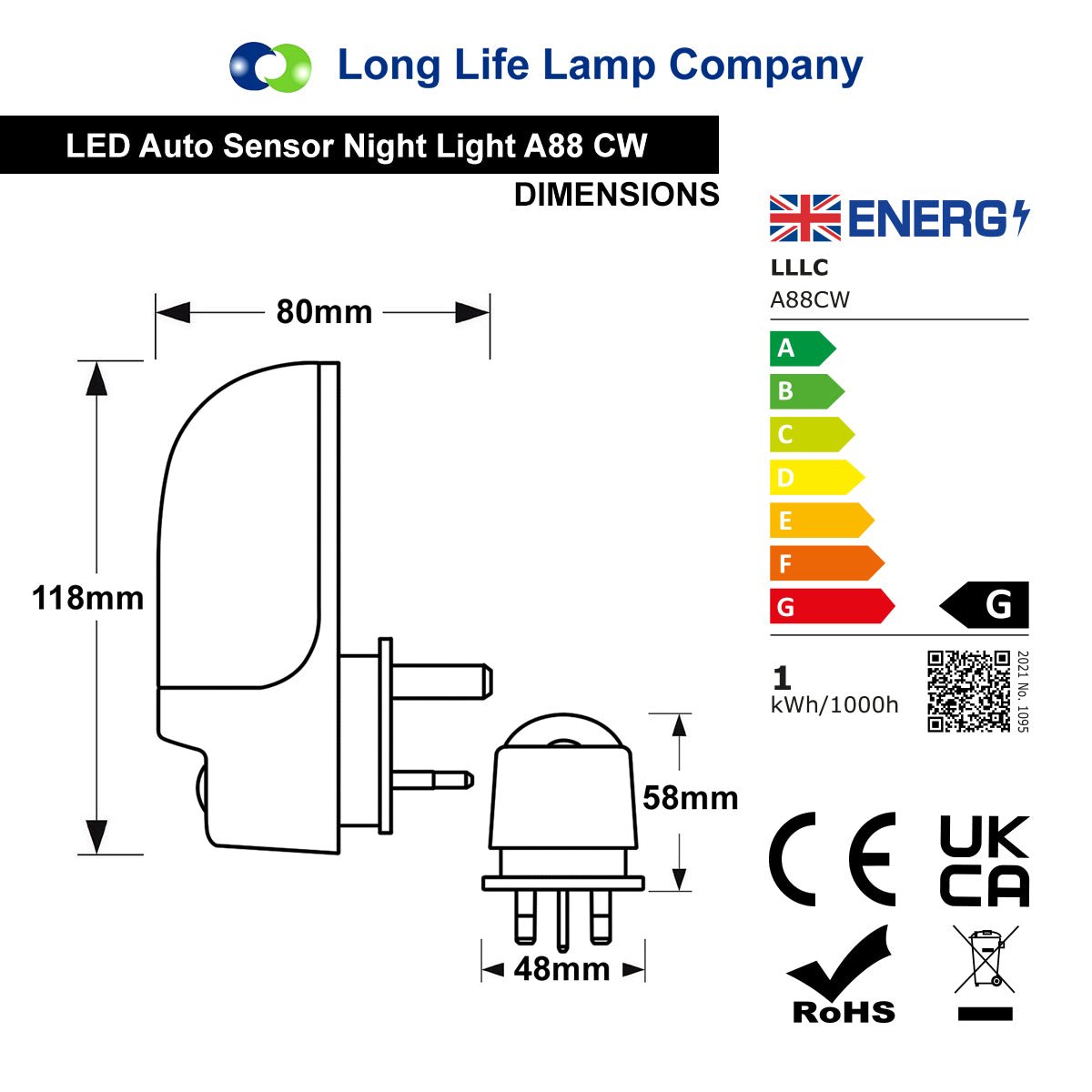 LED Night Light Dusk To Dawn Auto Sensor Cool White A88 - Free delivery on all orders