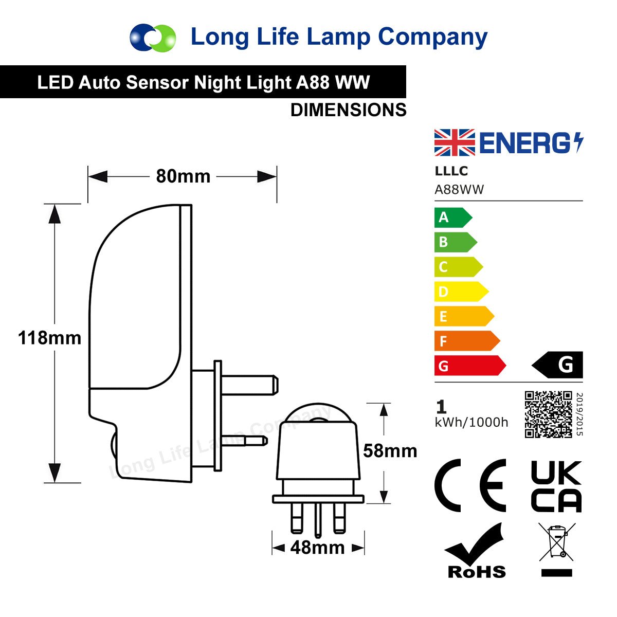 LED Night Light Dusk To Dawn Auto Sensor Warm White A88 - Free delivery on all orders