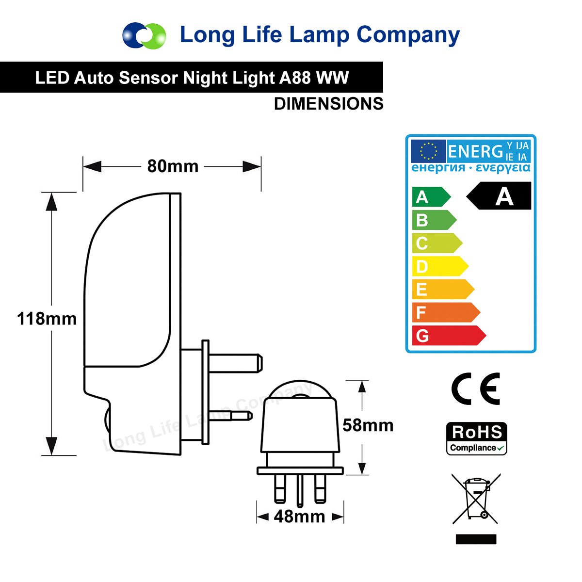 LED Night Light Dusk To Dawn Auto Sensor Warm White A88 - Energy Light Bulbs - Free delivery on all orders