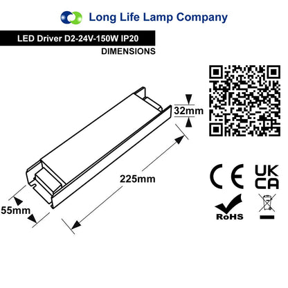 LED Power Supply IP20 24V Transformer Low Voltage D2 - 24V 150W - Energy Light Bulbs - Free delivery on all orders