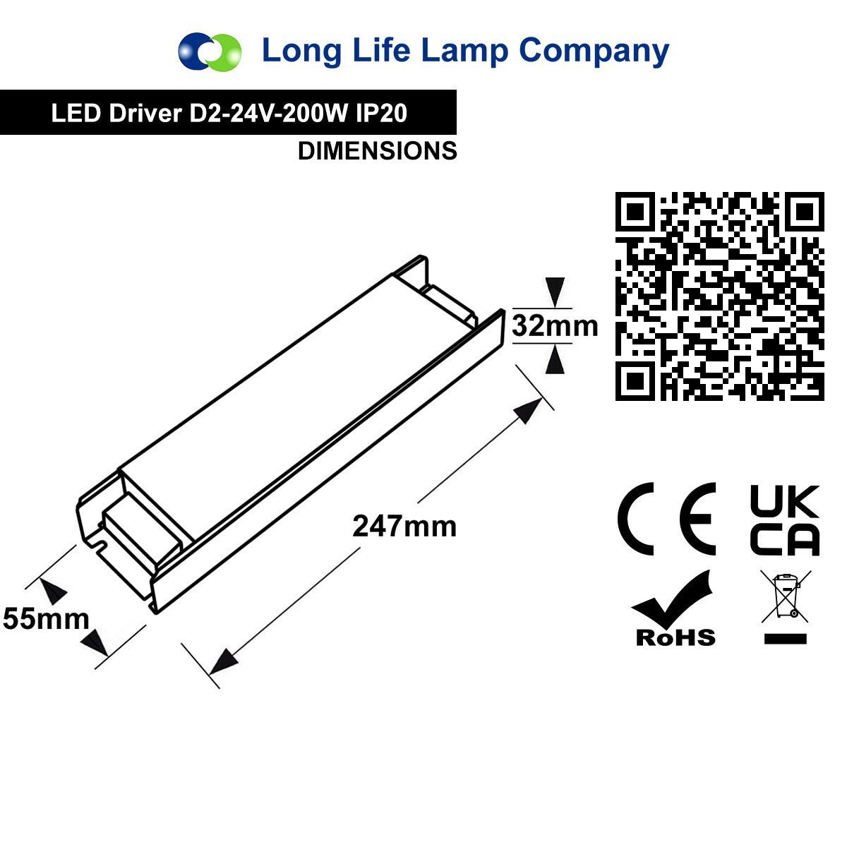 LED Power Supply IP20 24V Transformer Low Voltage D2 - 24V 200W - Energy Light Bulbs - Free delivery on all orders