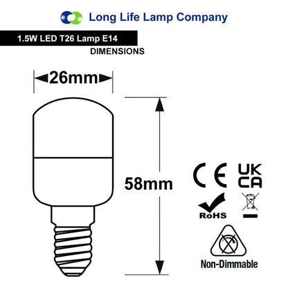 LED PYGMY Bulbs 1.5W T26 Fridge Sewing E14 Bulbs - Free delivery on all orders