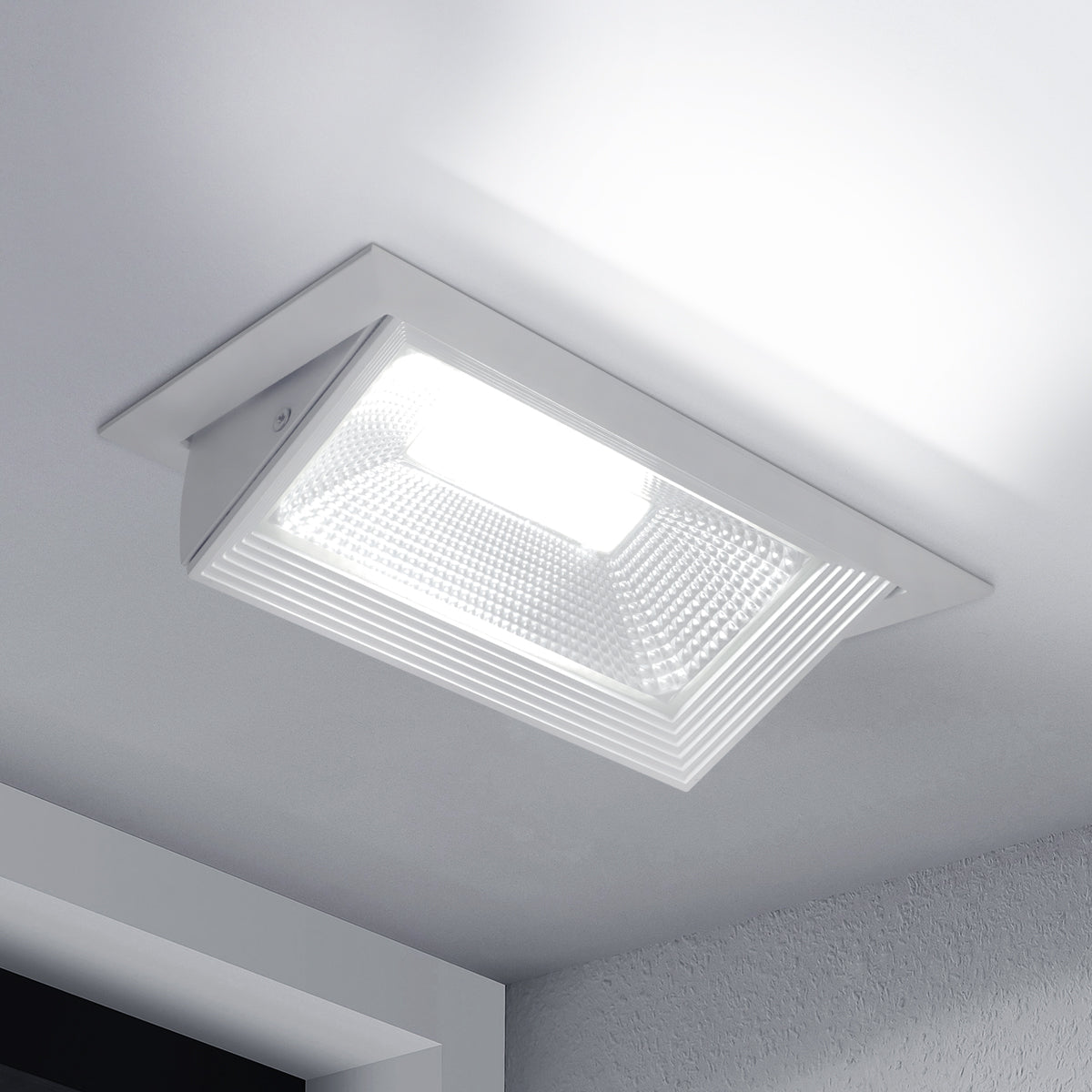 LED Rectangular Retail Ceiling Downlight Cool White 6000k Adjustable Beam Angle Recessed - Energy Light Bulbs - Free delivery on all orders