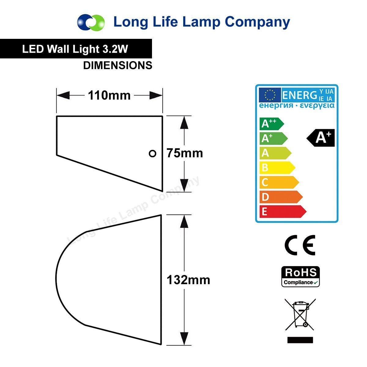 LED Stainless Steel Wall Down Light Modern Garden Outdoor Wall Light Cool White - Energy Light Bulbs - Free delivery on all orders