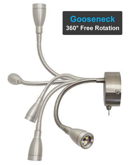 LED Switched Bedside Reading Wall Light Flexible Arm Cool White - Energy Light Bulbs - Free delivery on all orders