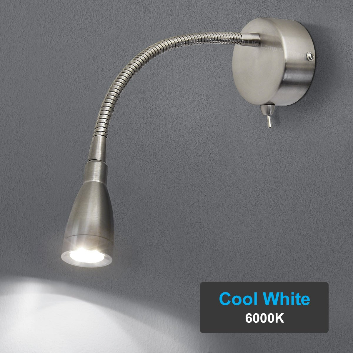 LED Switched Bedside Reading Wall Light Flexible Arm Cool White - Energy Light Bulbs - Free delivery on all orders