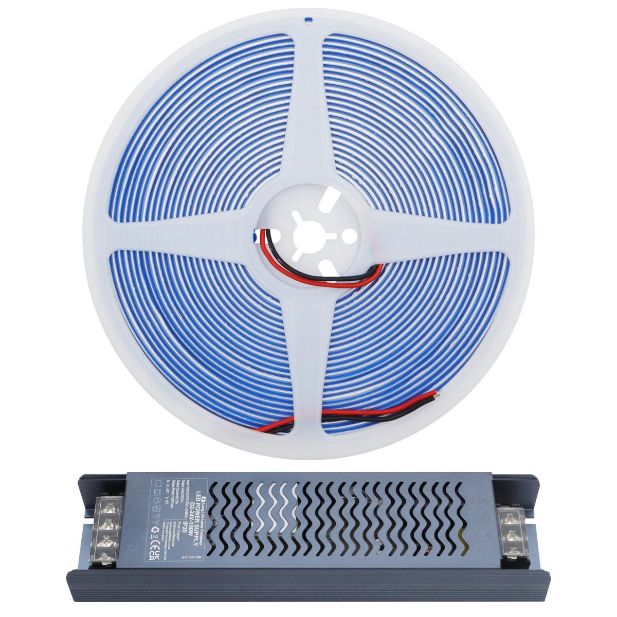 LED Tape Strip Light Continuous COB Illumination 10 Metres 24V Blue with Driver - Energy Light Bulbs - Free delivery on all orders