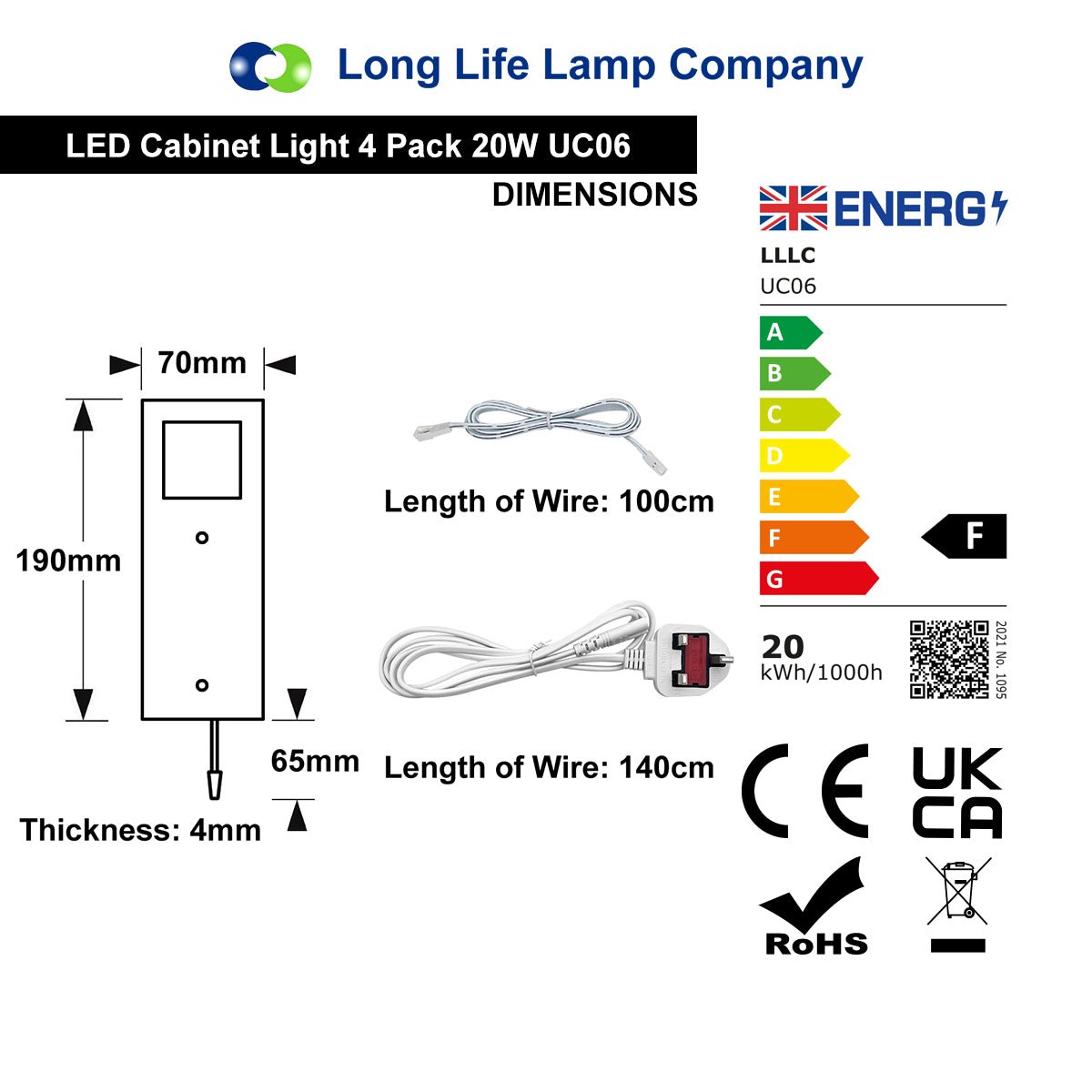 LED Under Cabinet Light 4 PCs 20W 3000K Dimmable with Handwave IR Sensor - Energy Light Bulbs - Free delivery on all orders