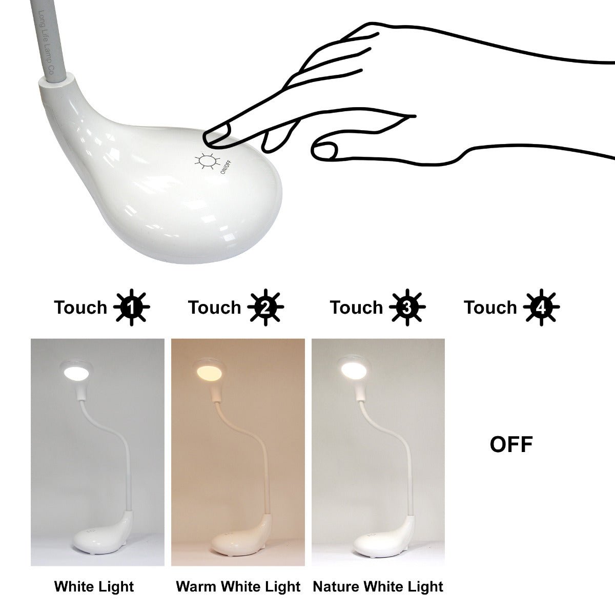 LED USB Rechargeable Portable Flexible 3 in 1 Table Desk Lamp Cool & Warm White - Energy Light Bulbs - Free delivery on all orders