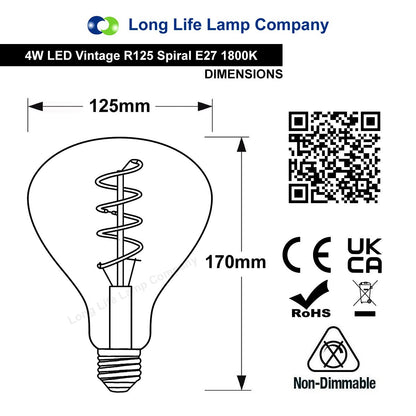 LED Vintage Classic Filament Light Bulb Gold Glass Tear Drop 4w E27 Coil - Energy Light Bulbs - Free delivery on all orders