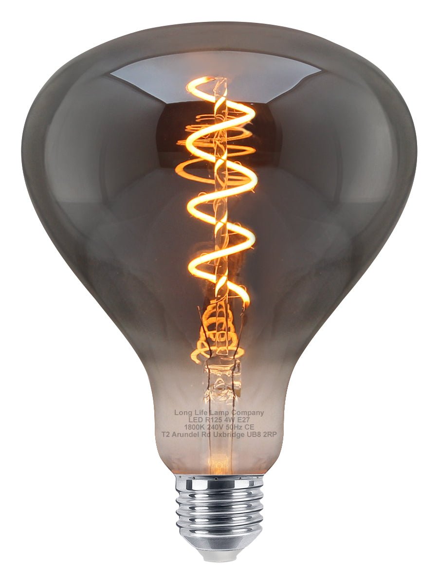 LED Vintage Classic Filament Light Bulb Smoked Grey Glass Tear Drop 4w E27 Coil - Energy Light Bulbs - Free delivery on all orders