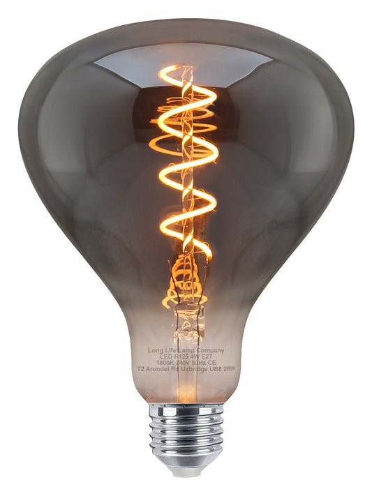 LED Vintage Classic Filament Light Bulb Smoked Grey Glass Tear Drop 4w E27 Coil - Energy Light Bulbs - Free delivery on all orders