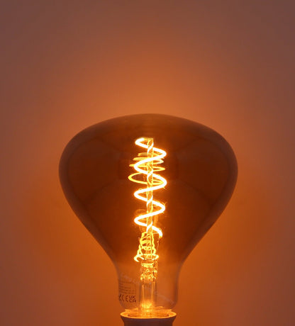 LED Vintage Classic Filament Light Bulb Smoked Grey Glass Tear Drop 4w E27 Coil - Energy Light Bulbs - Free delivery on all orders