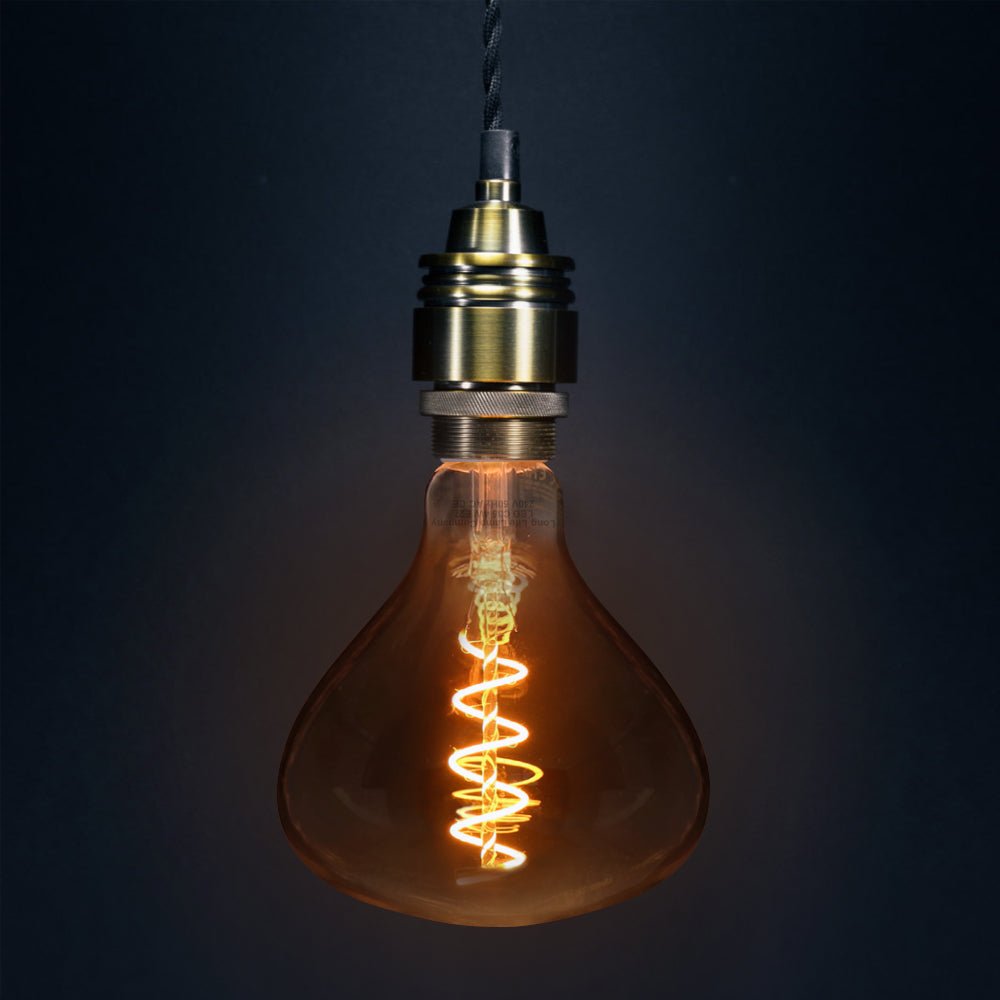 LED Vintage Classic Filament Light Bulb Smoked Grey Glass Tear Drop 4w E27 Coil - Energy Light Bulbs - Free delivery on all orders