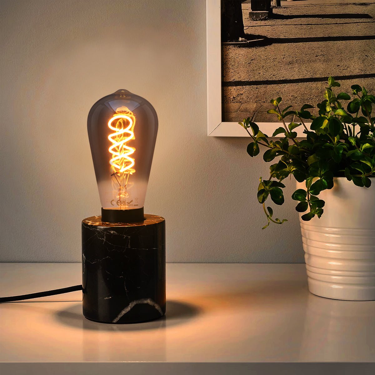 LED Vintage Classic Filament Light Bulb Smoked Grey Glass Tear Drop Spiral 4w E27 Coil - Energy Light Bulbs - Free delivery on all orders