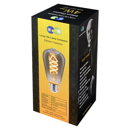 LED Vintage Classic Filament Light Bulb Smoked Grey Glass Tear Drop Spiral 4w E27 Coil - Energy Light Bulbs - Free delivery on all orders