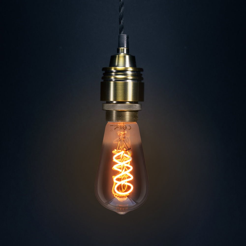 LED Vintage Classic Filament Light Bulb Smoked Grey Glass Tear Drop Spiral 4w E27 Coil - Energy Light Bulbs - Free delivery on all orders