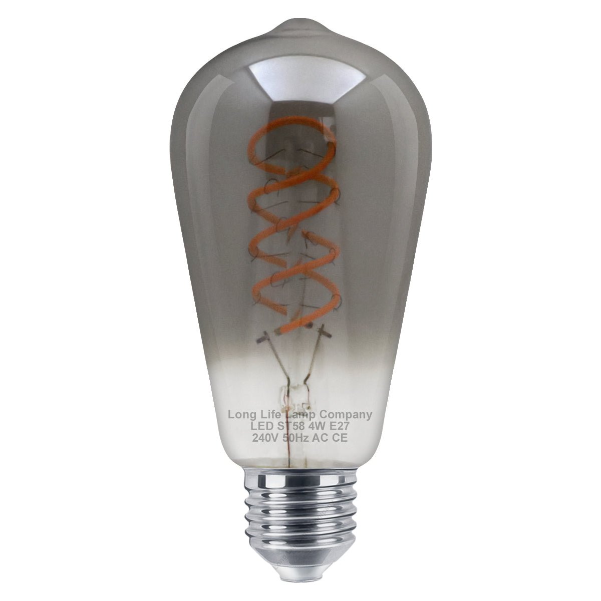 LED Vintage Classic Filament Light Bulb Smoked Grey Glass Tear Drop Spiral 4w E27 Coil - Energy Light Bulbs - Free delivery on all orders