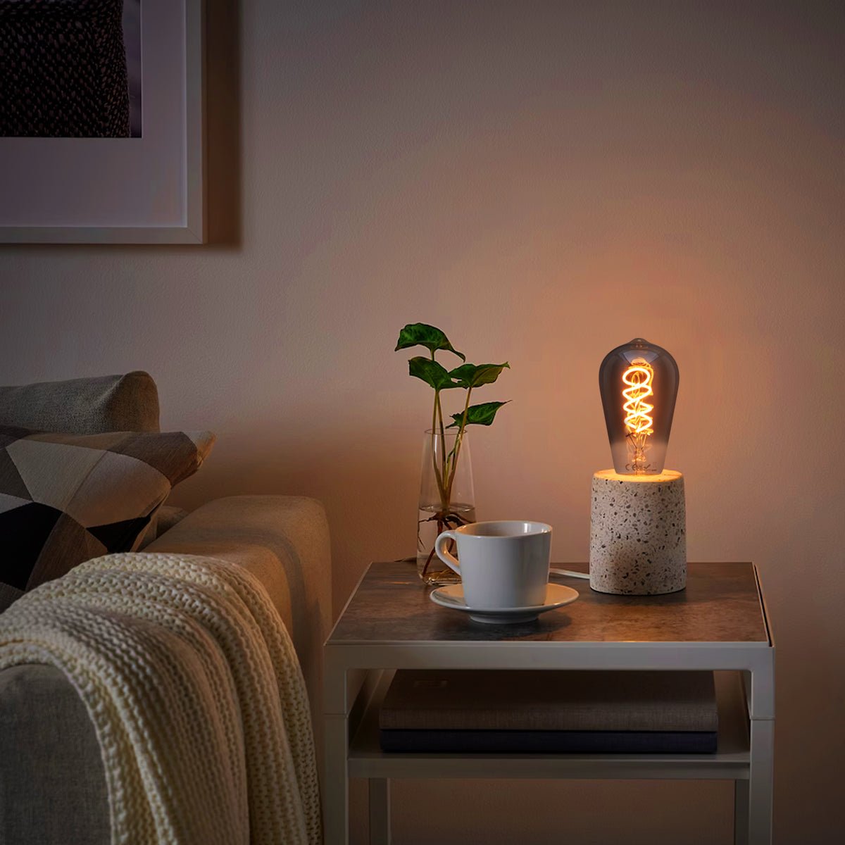 LED Vintage Classic Filament Light Bulb Smoked Grey Glass Tear Drop Spiral 4w E27 Coil - Energy Light Bulbs - Free delivery on all orders