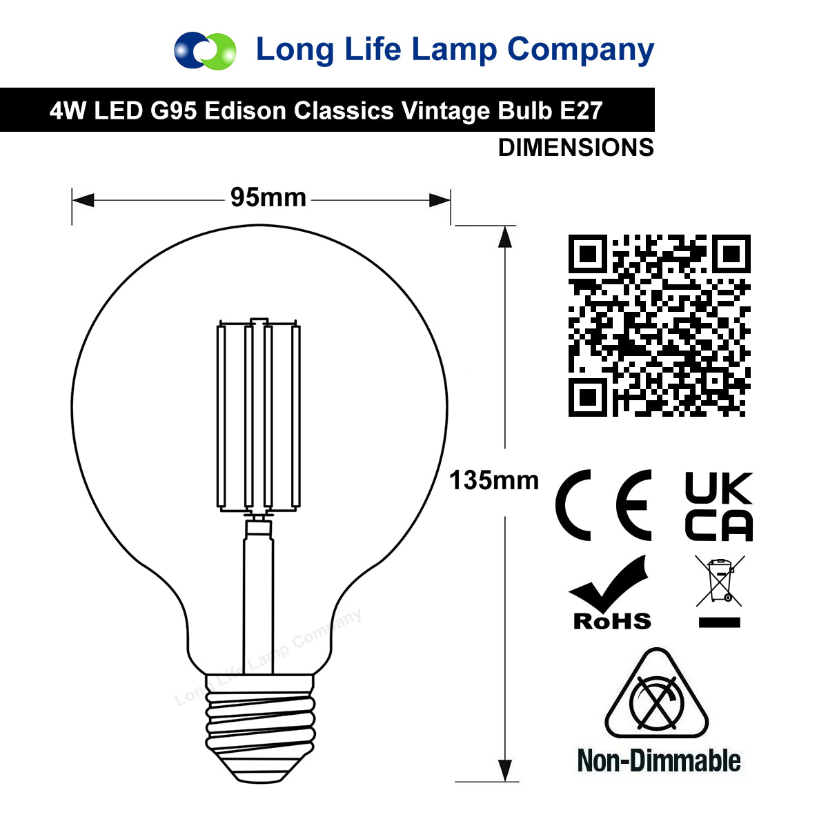 4w E27 LED Globe Decorative Light Bulb Smoked Gold G95