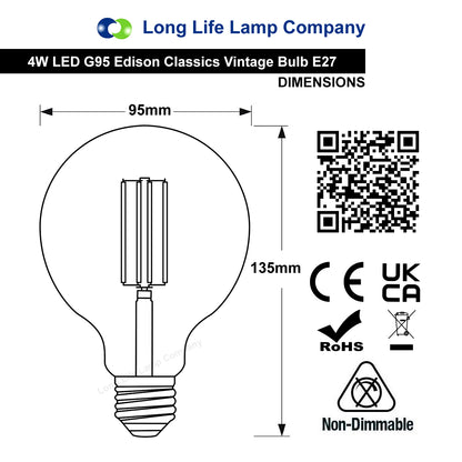 4w E27 LED Globe Decorative Light Bulb Smoked Gold G95