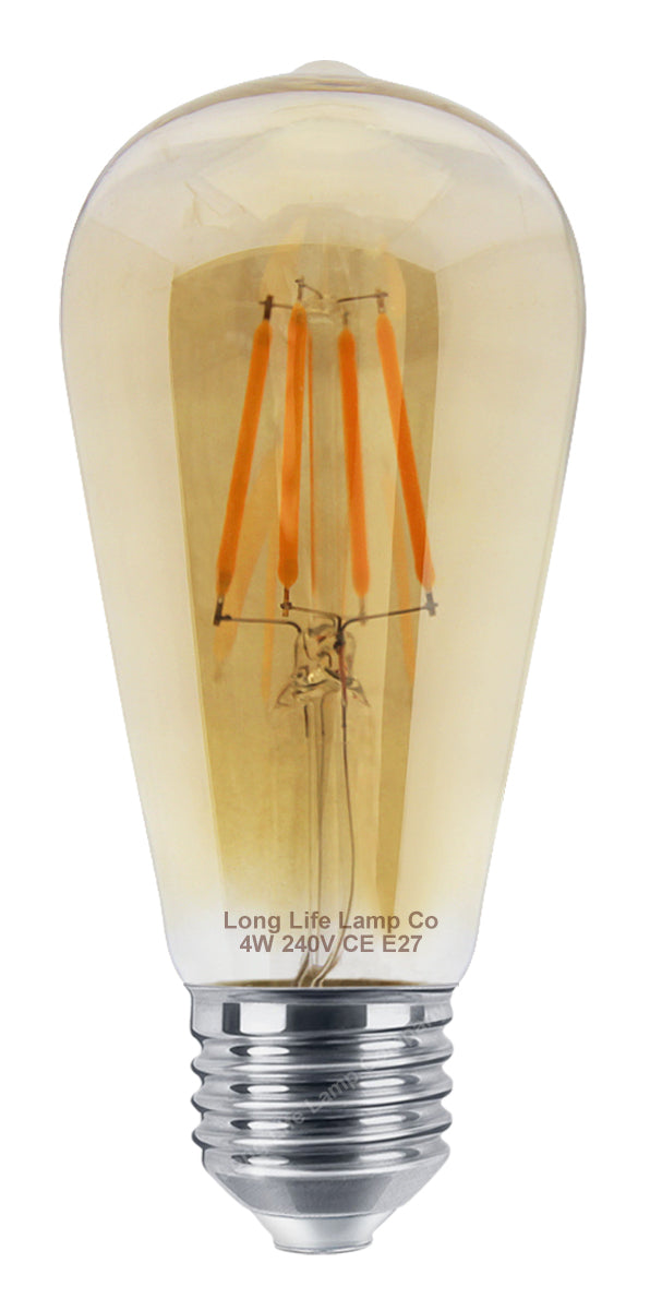 Retro Vintage LED 4w Squirrel Cage Edison Style Filament Bulb Smoked Gold Glass ST58 E27 Edison Screw