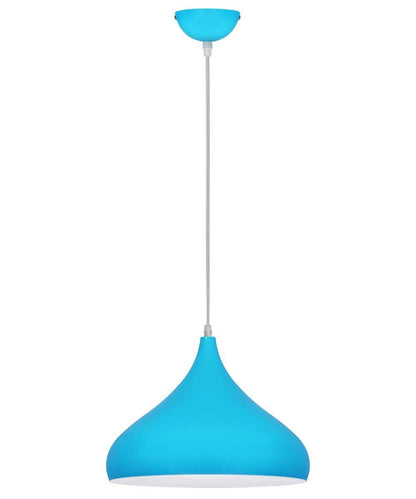 Light Blue Lamp Shade Ceiling Pendant Light Metal Dome Gloss Finish - Energy Light Bulbs - Free delivery on all orders
