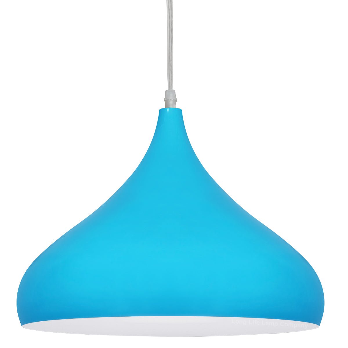 Light Blue Lamp Shade Ceiling Pendant Light Metal Dome Gloss Finish - Energy Light Bulbs - Free delivery on all orders