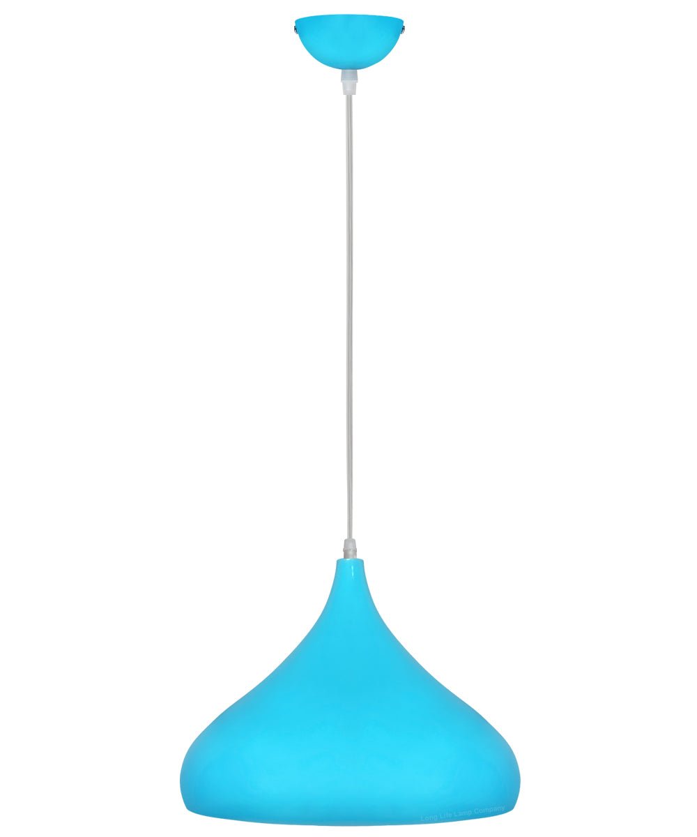 Light Blue Lamp Shade Ceiling Pendant Light Metal Dome Gloss Finish - Energy Light Bulbs - Free delivery on all orders