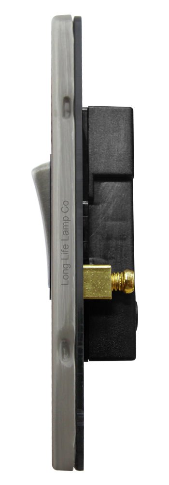 Light Switch 1 Gang 2 Way Gloss Brushed Chrome Wall Switch - Energy Light Bulbs - Free delivery on all orders