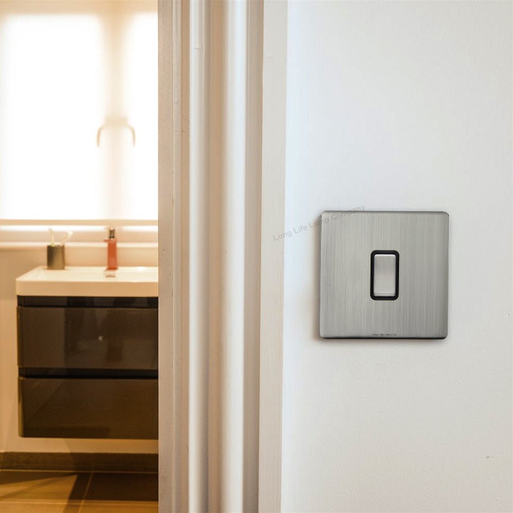 Light Switch 1 Gang 2 Way Gloss Brushed Chrome Wall Switch - Energy Light Bulbs - Free delivery on all orders