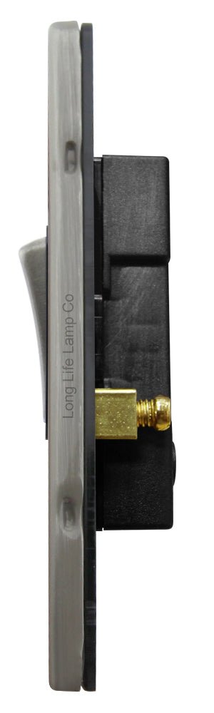 Light Switch 3 Gang 2 Way Gloss Brushed Chrome Wall Switch Screwless Finish - Energy Light Bulbs - Free delivery on all orders