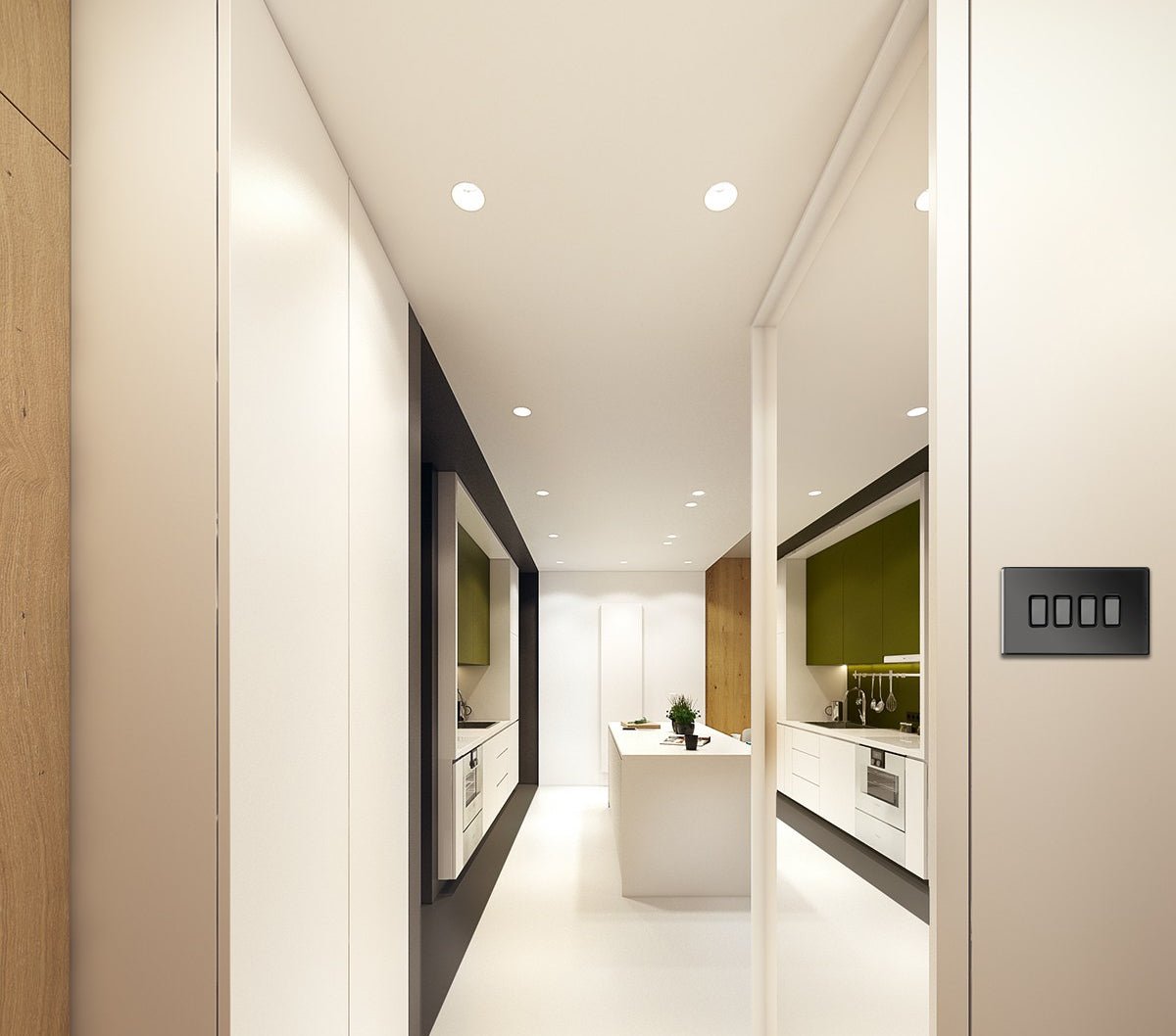 Light Switch 4 Gang 2 Way Polished Black Nickel Wall Switch Screwless Finish - Energy Light Bulbs - Free delivery on all orders