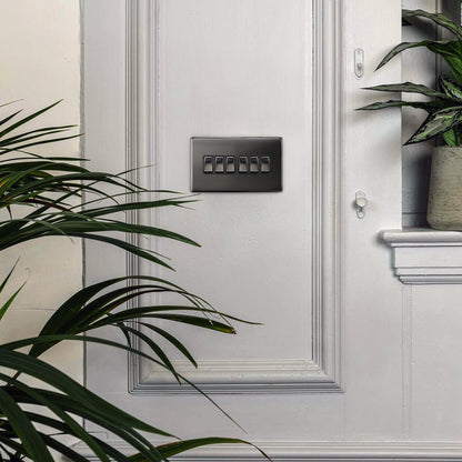 Light Switch 6 Gang 2 Way Polished Black Nickel Wall Switch Screwless Finish - Energy Light Bulbs - Free delivery on all orders